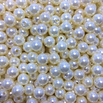 Delikli Tam Krem İnci Boncuk 10 Mm - Orivyum