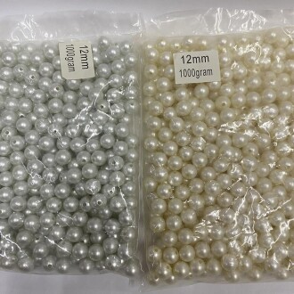 Delikli Tam Krem İnci Boncuk 12 Mm - Orivyum