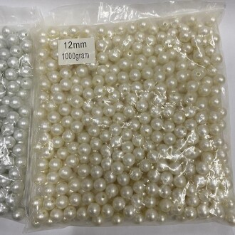 Delikli Tam Krem İnci Boncuk 12 Mm - 3