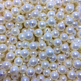 Delikli Tam Krem İnci Boncuk 14 Mm ( 100 Gr ) - Orivyum
