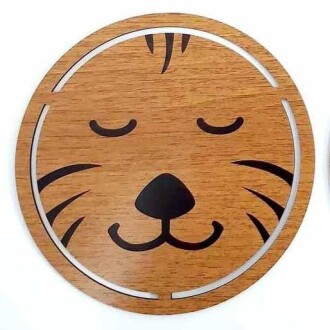 Desenli Ahşap Plaka Kapı Süsü Aparati Pa7996 Kaplan - Orivyum