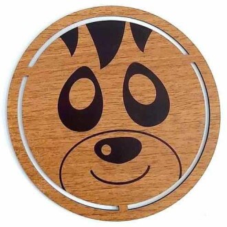 Desenli Ahşap Plaka Süs Aparati Pa7997 Ayı - Orivyum