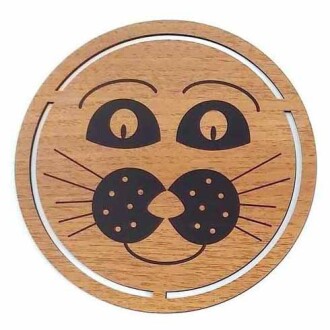 Desenli Ahşap Plaka Süs Aparati Pa7999 Kedi - Orivyum