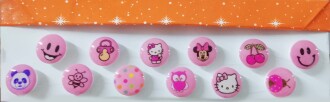 Düğme 12 Li Bonibon Pembe Desenli - Orivyum