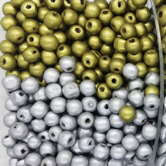 Emzik Zinciri Ahşap Halka Yuvarlak Mini Altın-Gümüş ( 10 Adet ) - Orivyum