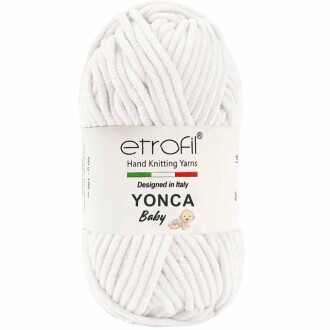 Etrofil Yonca Baby Kadife Örgü İpi 70136 Beyaz - Etrofil