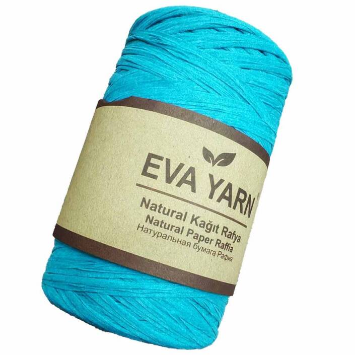 EvaYarn Yerli Rafya İpi ( 150 Gram ) Turkuaz Mavi - 1