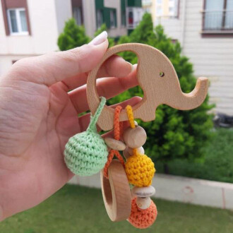 Figürlü Ahşap Emzik Klipsi Fil - Orivyum