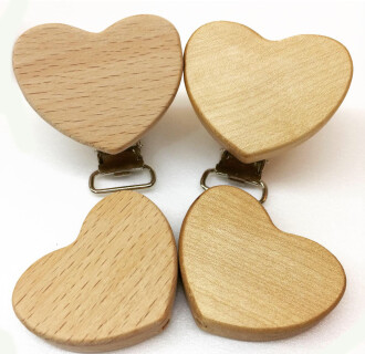 Figürlü Ahşap Emzik Klipsi Kalp - 2