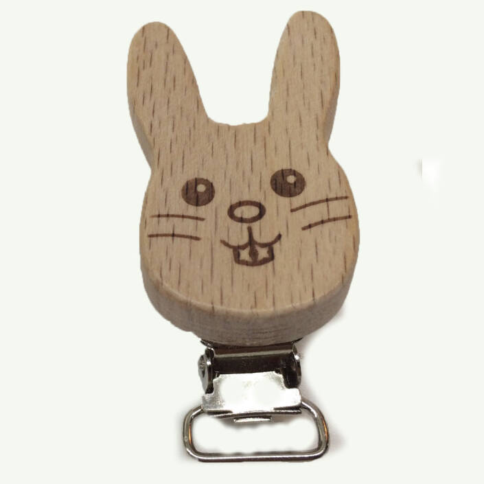 Figürlü Ahşap Emzik Klipsi Tavşan - 2