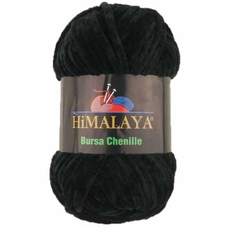 Himalaya Bursa Chenille Kadife Örgü İpi ( 100 Gram ) Siyah - 