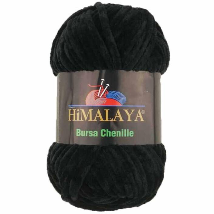 Himalaya Bursa Chenille Kadife Örgü İpi ( 100 Gram ) Siyah - 1