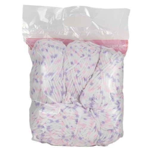 Himalaya İhraç Fazlası Kadife Örgü İpi Paket ( 400 Gram ) Benekli Beyaz-Lila-Pembe - 1