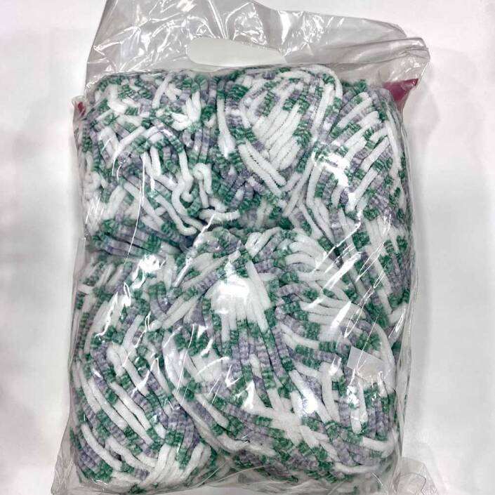 Himalaya İhraç Fazlası Kadife Örgü İpi Paket ( 400 Gram ) Benekli Beyaz-Yesil-Gri - 1