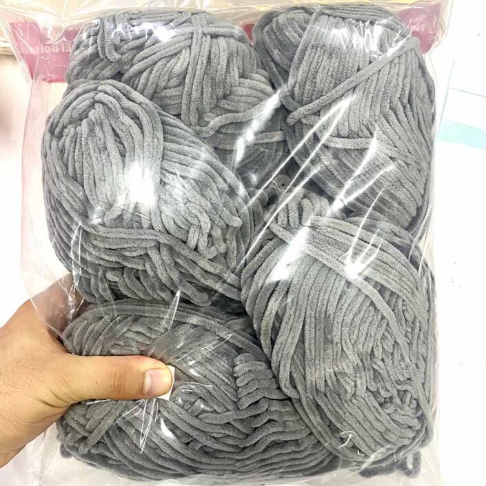 Himalaya İhraç Fazlası Kadife Örgü İpi Paket ( 400 Gram ) Koyu Gri - 1