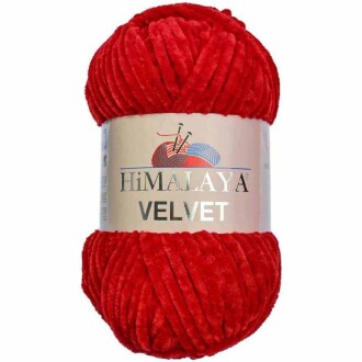 Himalaya Velvet Kadife El Örgü İpi 90018 Kırmızı - Himalaya