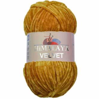 Himalaya Velvet Kadife El Örgü İpi 90030 Hardal Sarısı - Himalaya