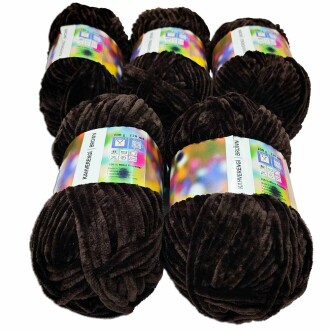 İhraç Fazlası Kadife Örgü İpi ( 5 Adet ) Acı Kahve - 2