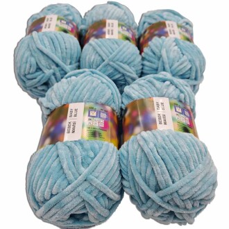 İhraç Fazlası Kadife Örgü İpi ( 5 Adet ) Bebe Mavi - Orivyum