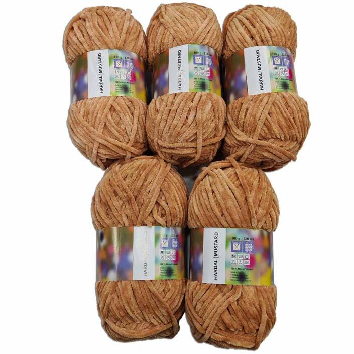 İhraç Fazlası Kadife Örgü İpi ( 5 Adet ) Bej - 1