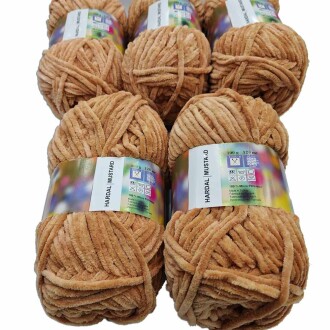 İhraç Fazlası Kadife Örgü İpi ( 5 Adet ) Bej - 2