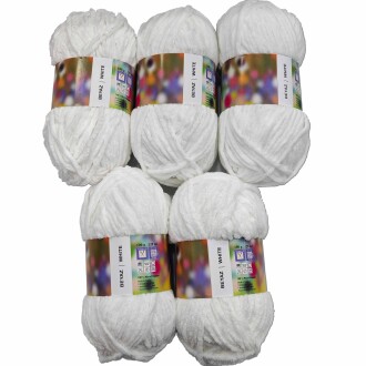 İhraç Fazlası Kadife Örgü İpi ( 5 Adet ) Beyaz - Orivyum