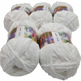 İhraç Fazlası Kadife Örgü İpi ( 5 Adet ) Beyaz - 2