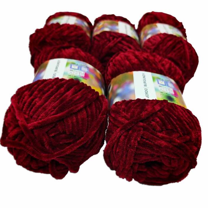 İhraç Fazlası Kadife Örgü İpi ( 5 Adet ) Bordo - 2
