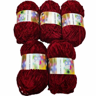 İhraç Fazlası Kadife Örgü İpi ( 5 Adet ) Bordo - Orivyum