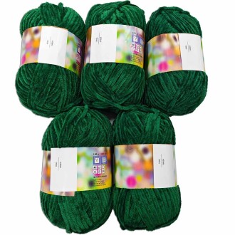 İhraç Fazlası Kadife Örgü İpi ( 5 Adet ) Çimen Yeşil - Orivyum