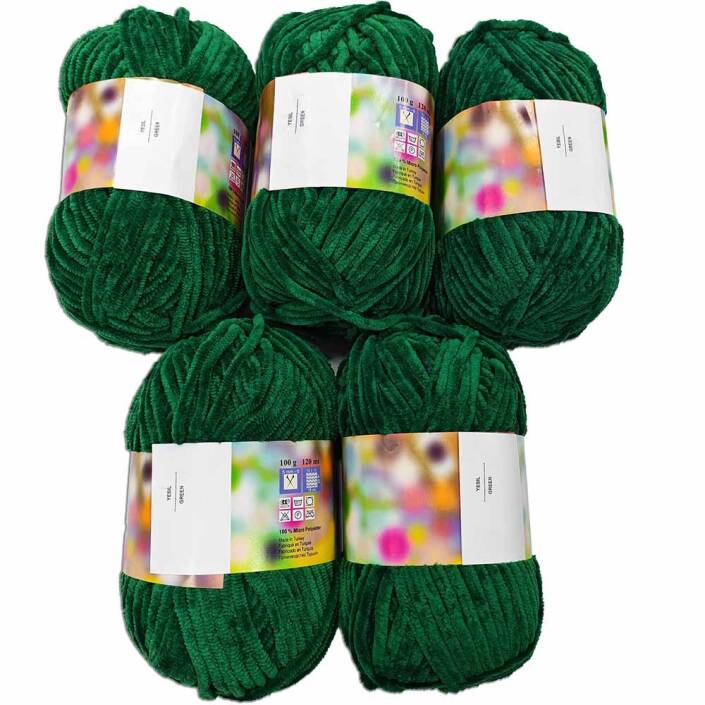 İhraç Fazlası Kadife Örgü İpi ( 5 Adet ) Çimen Yeşil - 1