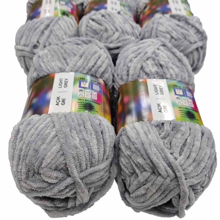 İhraç Fazlası Kadife Örgü İpi ( 5 Adet ) Gri - 2