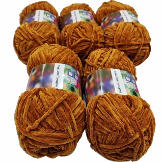 İhraç Fazlası Kadife Örgü İpi ( 5 Adet ) Hardal - 2