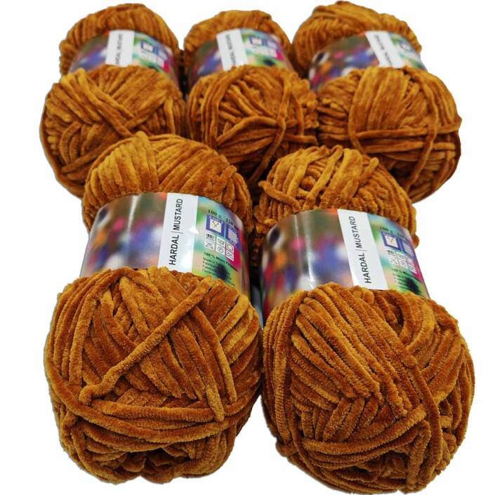 İhraç Fazlası Kadife Örgü İpi ( 5 Adet ) Hardal - 2