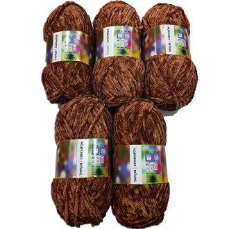 İhraç Fazlası Kadife Örgü İpi ( 5 Adet ) Kahverengi - Orivyum