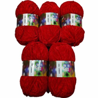 İhraç Fazlası Kadife Örgü İpi ( 5 Adet ) Kırmızı - Orivyum