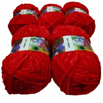 İhraç Fazlası Kadife Örgü İpi ( 5 Adet ) Kırmızı - 2