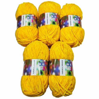 İhraç Fazlası Kadife Örgü İpi ( 5 Adet ) Koyu Sarı - Orivyum