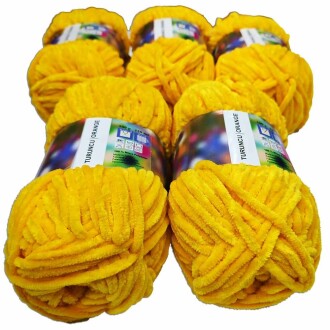 İhraç Fazlası Kadife Örgü İpi ( 5 Adet ) Koyu Sarı - 2