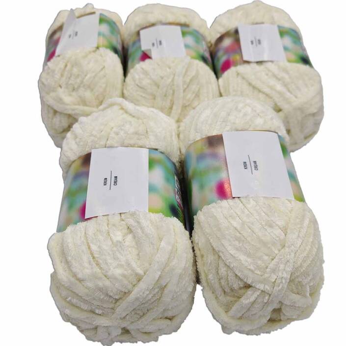 İhraç Fazlası Kadife Örgü İpi ( 5 Adet ) Krem - 2