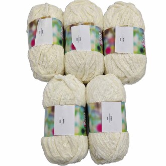 İhraç Fazlası Kadife Örgü İpi ( 5 Adet ) Krem - Orivyum