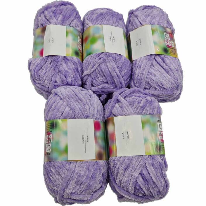 İhraç Fazlası Kadife Örgü İpi ( 5 Adet ) Lila - 1