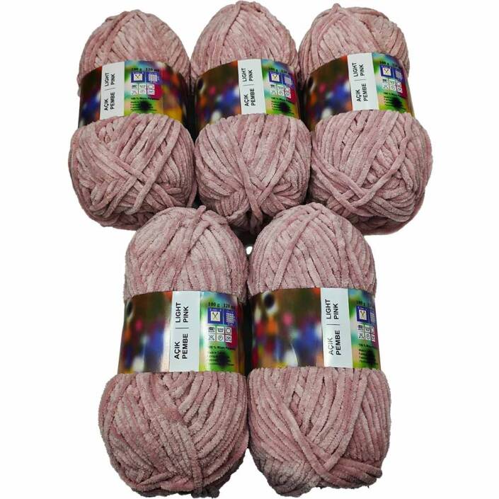 İhraç Fazlası Kadife Örgü İpi ( 5 Adet ) Pudra - 1