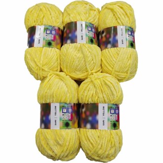 İhraç Fazlası Kadife Örgü İpi ( 5 Adet ) Sarı - Orivyum