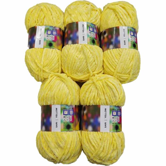 İhraç Fazlası Kadife Örgü İpi ( 5 Adet ) Sarı - 1