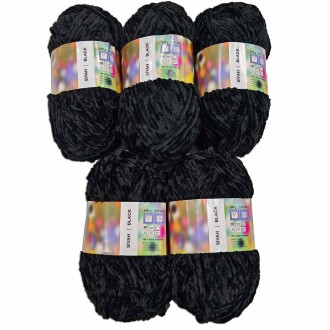 İhraç Fazlası Kadife Örgü İpi ( 5 Adet ) Siyah - Orivyum