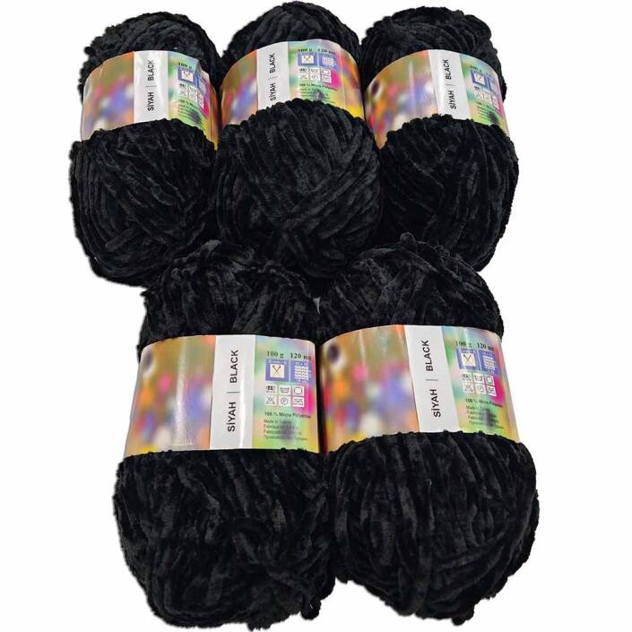 İhraç Fazlası Kadife Örgü İpi ( 5 Adet ) Siyah - 2