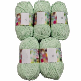 İhraç Fazlası Kadife Örgü İpi ( 5 Adet ) Su Yeşili - Orivyum