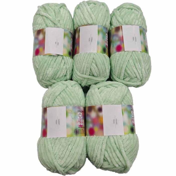 İhraç Fazlası Kadife Örgü İpi ( 5 Adet ) Su Yeşili - 1