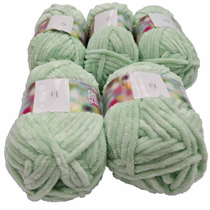 İhraç Fazlası Kadife Örgü İpi ( 5 Adet ) Su Yeşili - 2